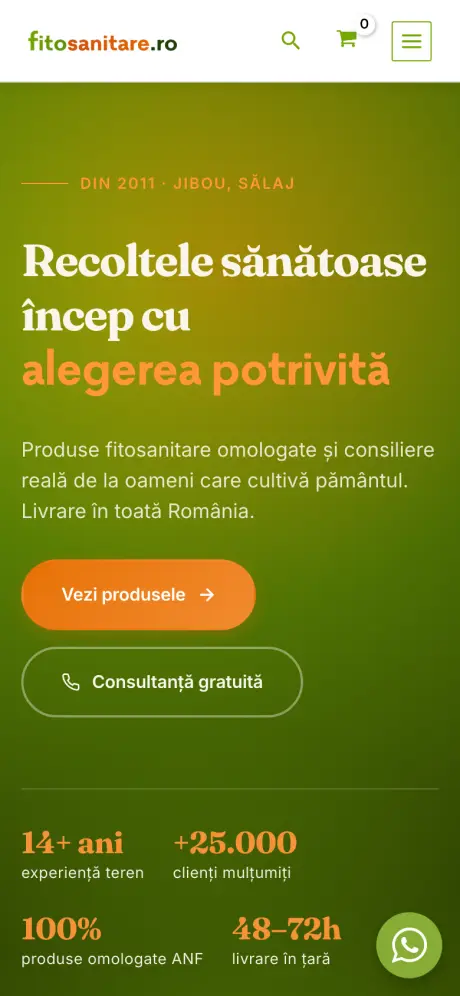 Aceeași primă pagină pe telefon, cu meniul strâns în trei linii și butoanele unul sub altul.
